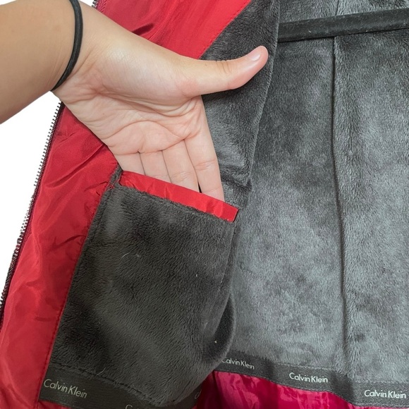 Calvin Klein Maroon Red High Neck Puffer Zip Up Coat sz XS - Picture 10 of 14